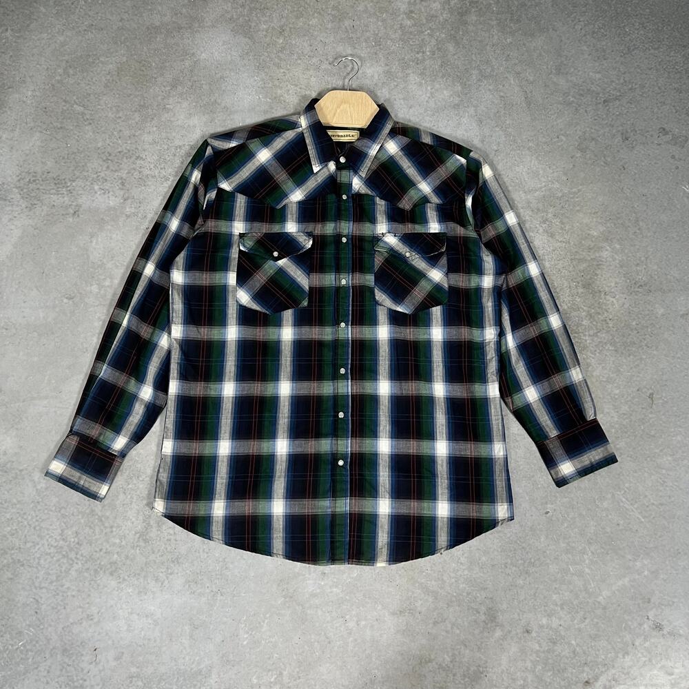 Bit & Bridle Plaid Long Sleeve Men's Shirt XLT Button Down Western Pearl Snaps